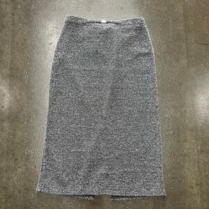 Vintage 90s Kathie Lee Collection Grey 32" Medium Polyester Midi Slit Back Skirt